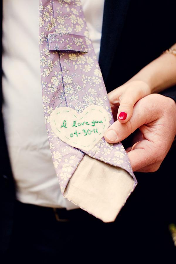 Cute idea for the backside of a groom’s tie