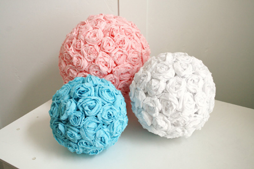 WedShare: DIY Crepe Paper Rose Pomanders