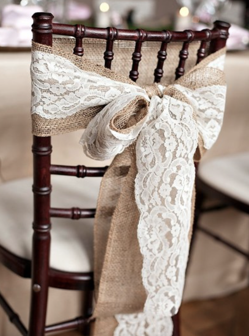 Burlap & Lace Chair Decor